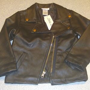 Faux Leather Black Moto Jacket 4T